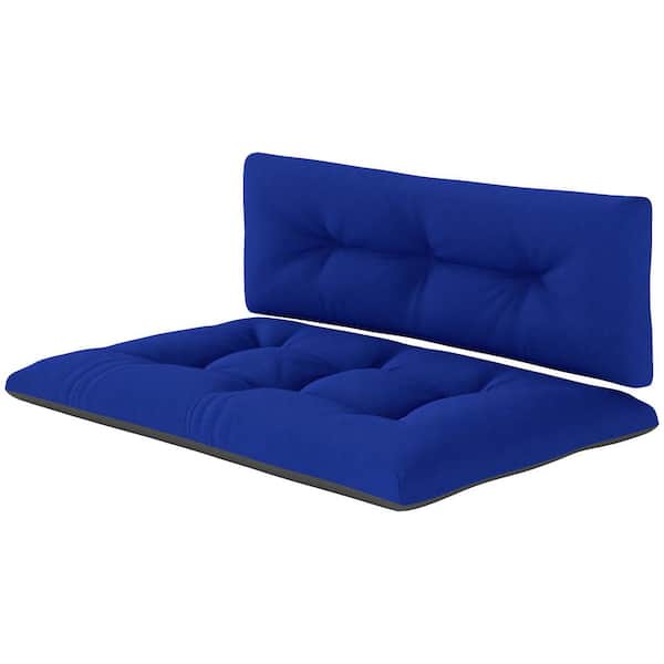 Outsunny 2-Piece Pallet Cushions Outdoor 3.9 in. Thick Replacement Pallet Couch Cushions, Navy Blue and Dark Gray