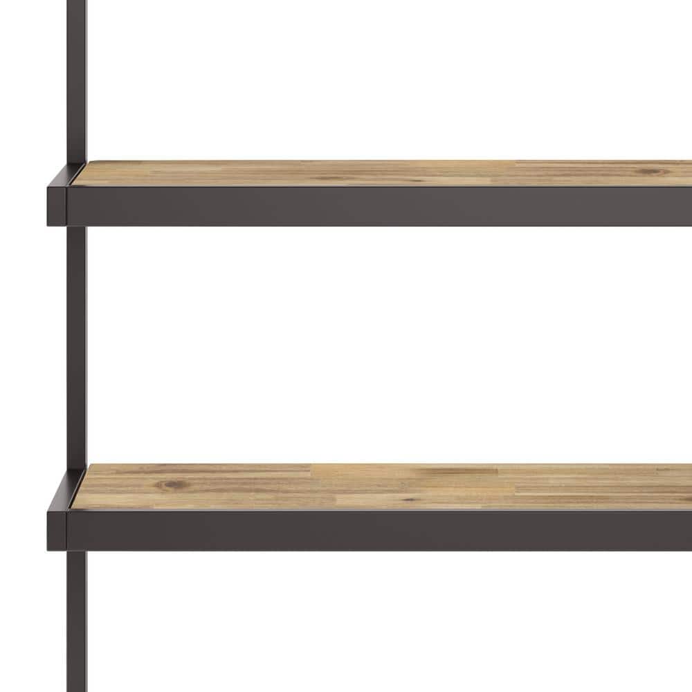 Distressed Golden Wheat Acacia Wood and Metal Bookcase