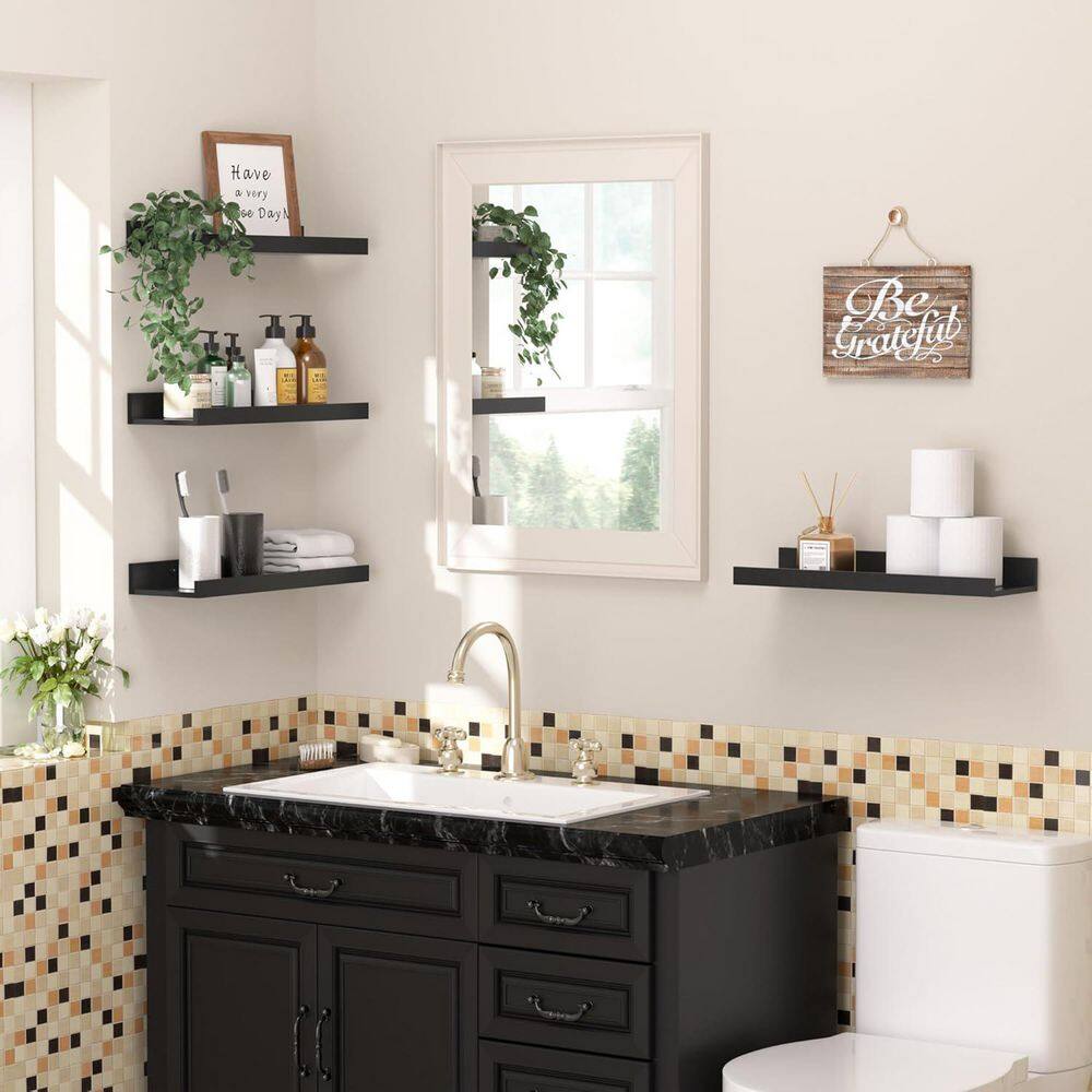 15.7 in. W x 5.1 in. D x 1.7 in. H Black Composite Decorative Wall Shelf price history on PriceWatchPro