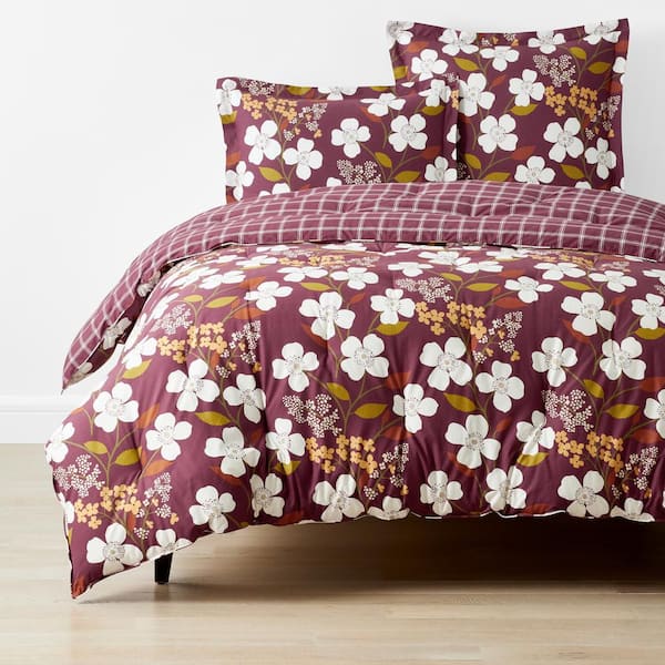The Company Store Company Cotton Adley Floral Plum Full Cotton Percale Comforter