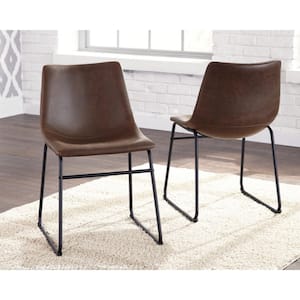 Centiar Brown Faux Leather with Cushion Side Chair (Set of 2)