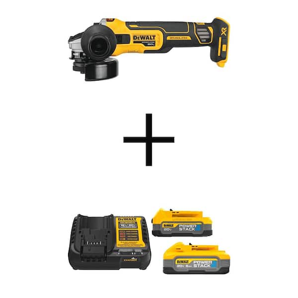 20V MAX XR Lithium Ion Cordless Brushless 4.5 in. Slide Switch Small Angle Grinder w 5Ah and 1.7Ah Batteries Charger