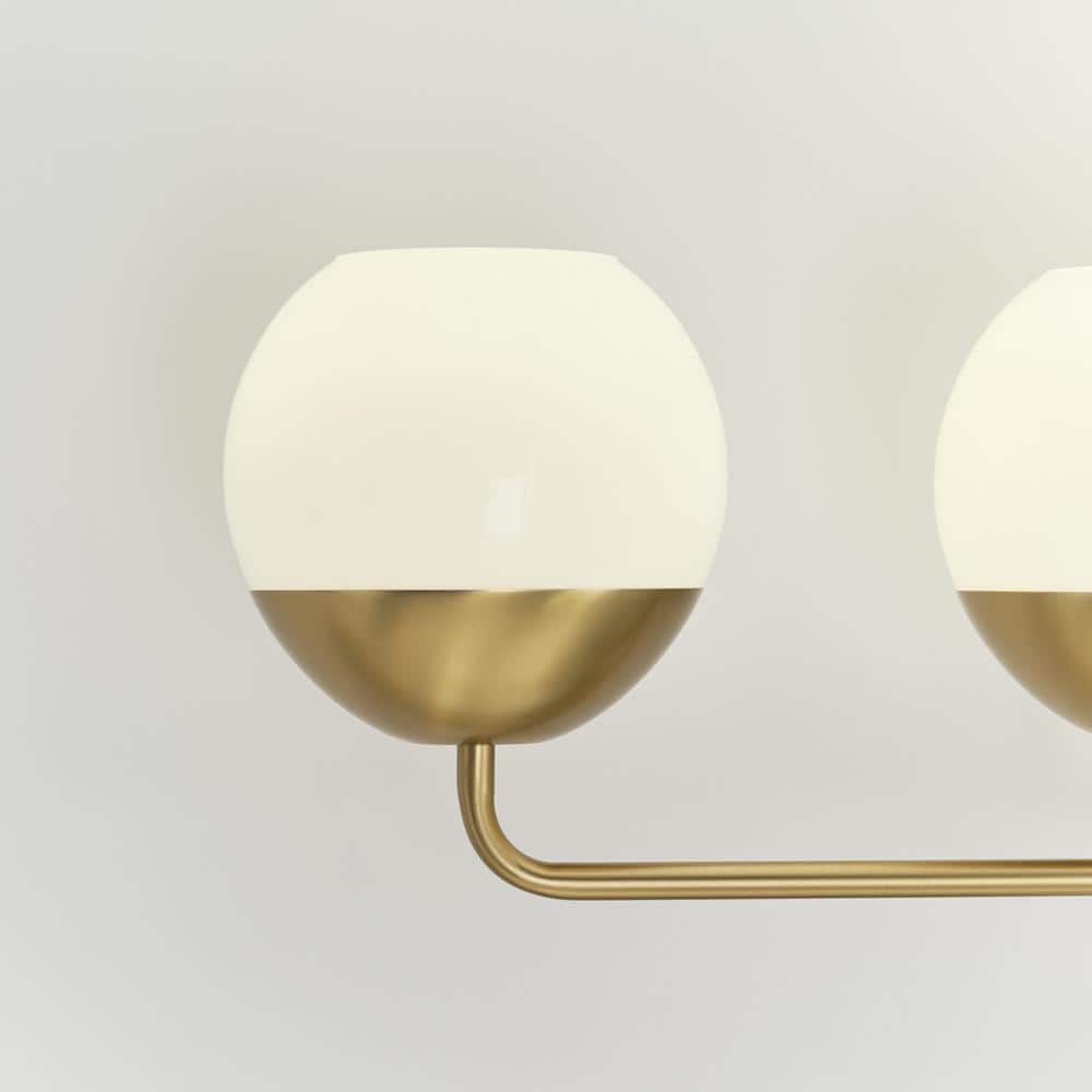 Satin Brass 4-Light Incandescent Vanity with Milk Glass Shades