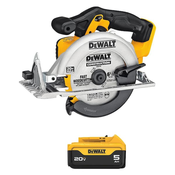 20V Max Lithium-Ion Cordless 6.5 in. Sidewinder Style Circular Saw with 20V Max Premium 5.0Ah Battery Pack