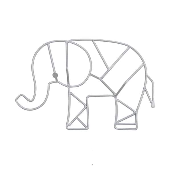 NoJo Elephant Shaped Wire and Grey Finish Nursery Wall Decor