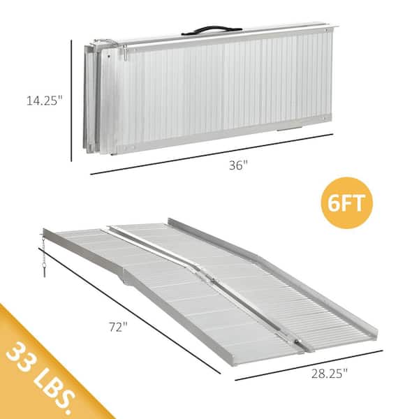 HOMCOM Textured Aluminum Folding Wheelchair Ramp, Portable