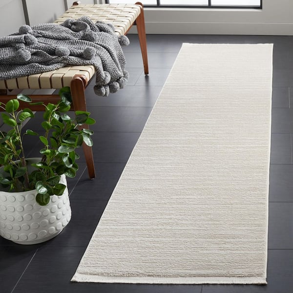 Diamond 2 ft. x 8 ft. Ivory/Beige Horizontal High-Low Runner Rug