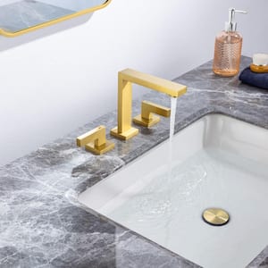 8 in. Widespread Double Handle Bathroom Faucet in Brushed Gold for Sink 3 Hole