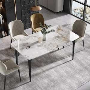 62.99 in. Rectangle Purple Sintered Stone Tabletop Dining Table with Carbon Steel Base (Seats-6)