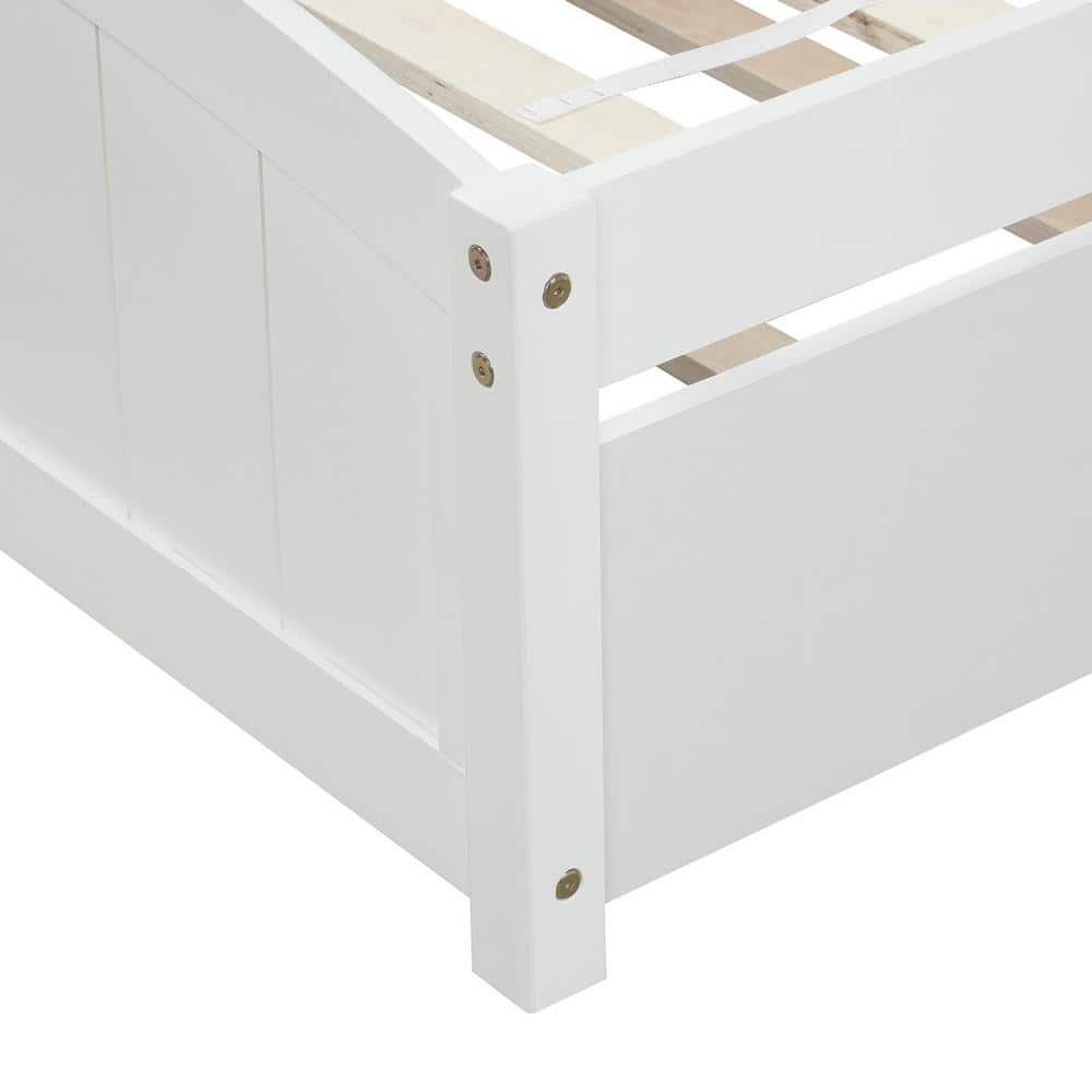 Classic 41.7 in. W White Wood Frame Twin Size Platform Bed with Trundle - thumbnail 3