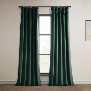Forestry Green Velvet Rod Pocket Room Darkening Curtain - 50 in. W x 108 in. L (1 Panel)