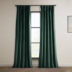 Forestry Green Velvet Rod Pocket Room Darkening Curtain - 50 in. W x 84 in. L (1 Panel)