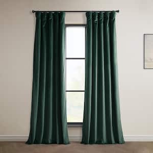 Forestry Green Velvet Rod Pocket Room Darkening Curtain - 50 in. W x 96 in. L (1 Panel)