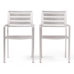 Cape Coral Silver Aluminum Outdoor Dining Chair (2-Pack)