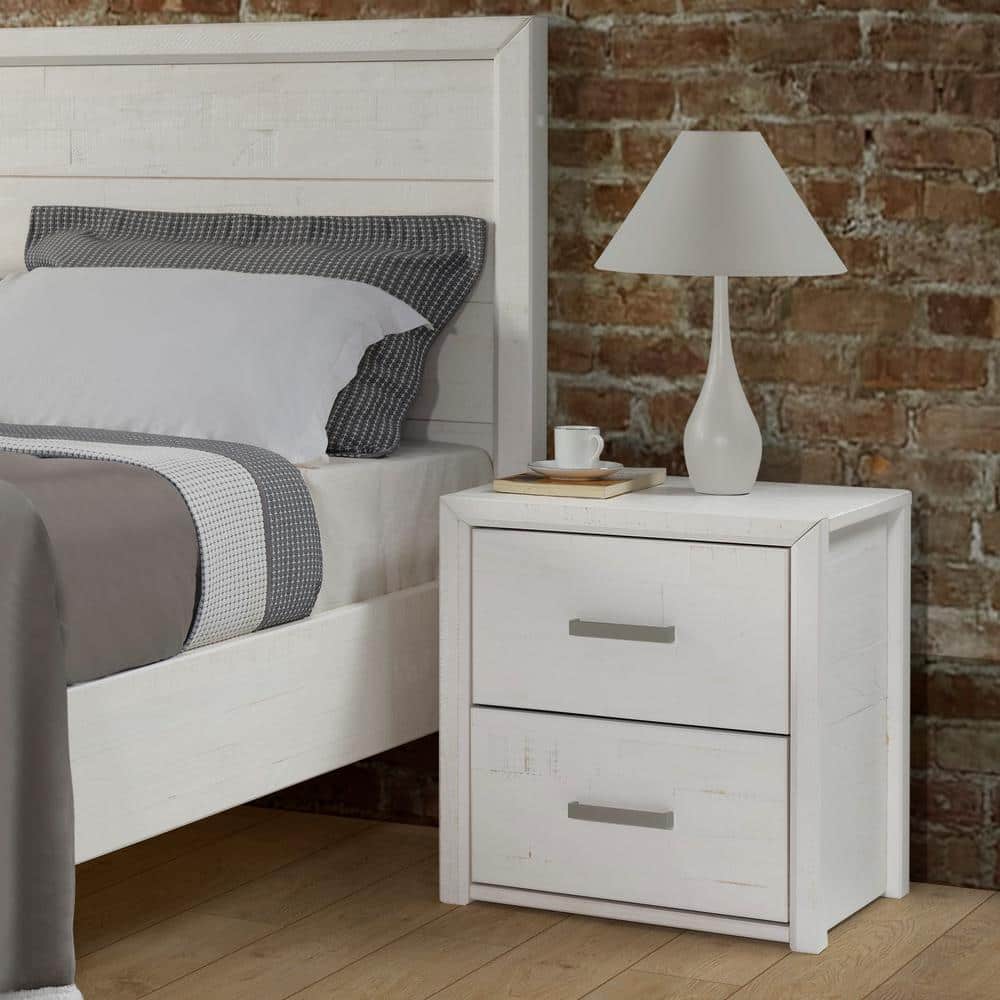 Camaflexi Monterrey Shabby White Two Drawer 20 in. Nightstand