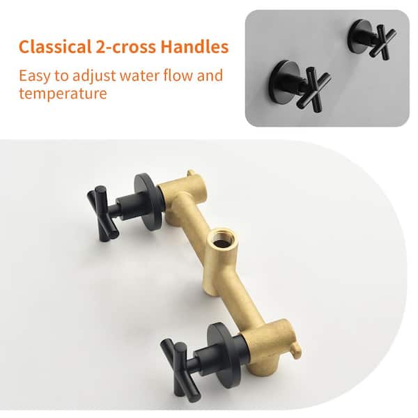 FORCLOVER Double Handle 10-Spray Wall Mount Tub and Shower Faucet