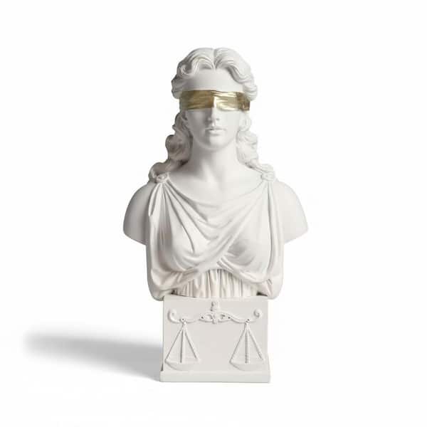 ラ・プレリー 2022 フェスティブ コフレ Sculpture Gift 8.5 in. x 4 in. Resin White and Gold Lady Justice Bust Statue