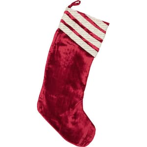 20 in. Viscose Red Memories Glam Christmas Decor Stocking