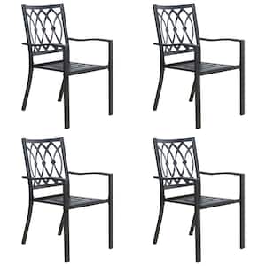 Stackable Metal Steel Outdoor Dining Chair (Set of 4)