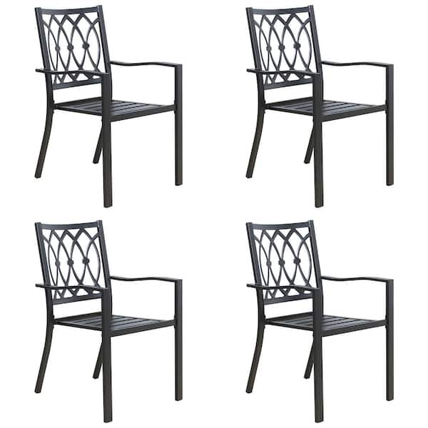 ULAX FURNITURE Stackable Metal Steel Outdoor Dining Chair (Set of 4) HD ...