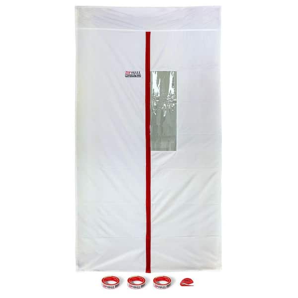 48 in. x 87 in. Reusable Adhesive Zippers Magnetic Dust Barrier Door with Double-Sided Tape and Sheeting Cutter