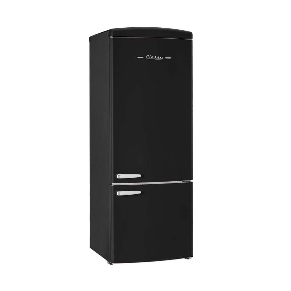 Classic Retro 28 in. 16.7 cu. ft. Frost Free Bottom Freezer Fridge in Matte Black, Energy Star price history on PriceWatchPro