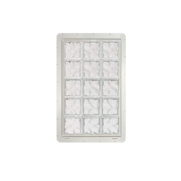 CrystaLok 24.25 in. x 39.25 in. x 3.25 in. Wave Pattern Vinyl Framed Glass Block Window with White Colored Vinyl Nailing Fin