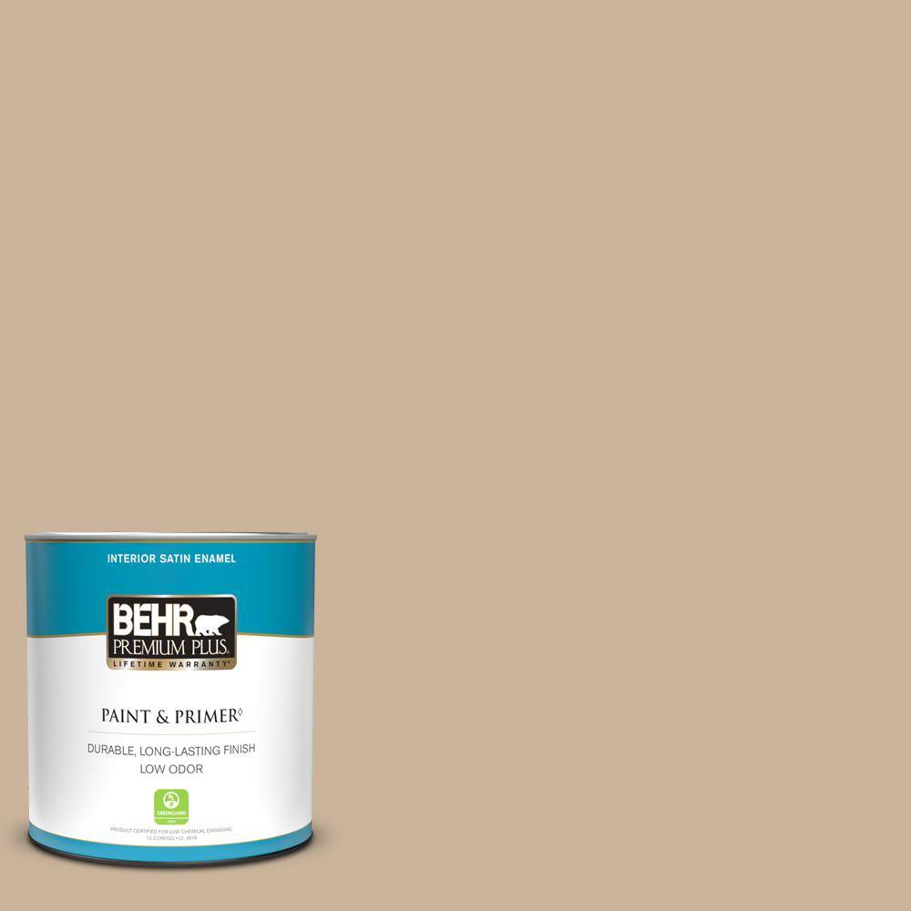 BEHR PREMIUM PLUS 1 qt. PPU407 Mushroom Bisque Satin Enamel Low Odor