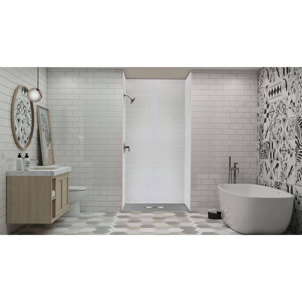 Trimslate 63 in. L x 31.5 in. W Alcove Customizable Shower Pan Base with Center Drain in Dark Grey price history on PriceWatchPro