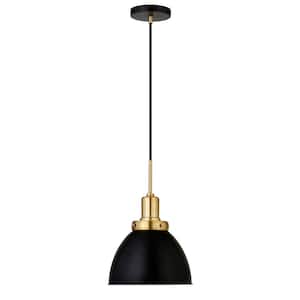 Madison 1-Light Blackened Bronze and Brass Pendant with Metal Shade
