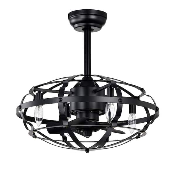 CIPACHO 20.60 in. Indoor Black Industrial Caged Ceiling Fan Light