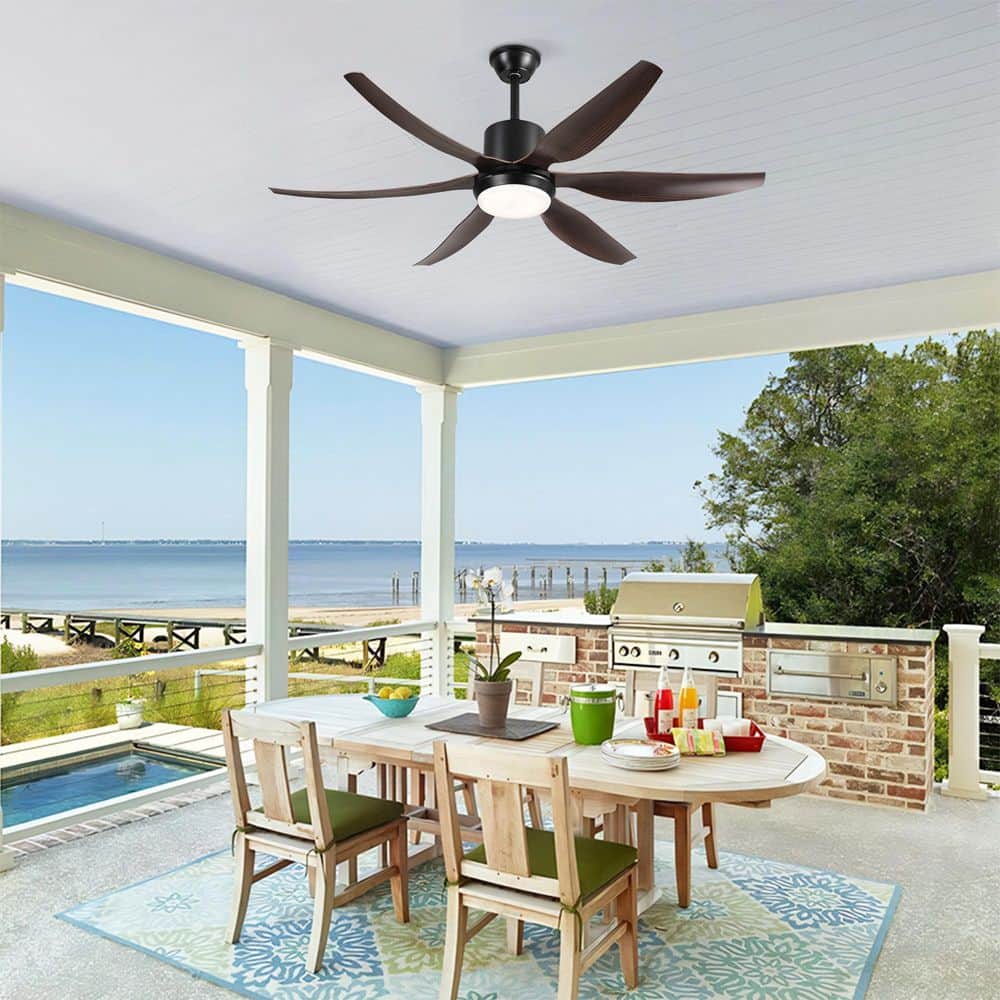 56 in. Blades Ceiling Fan with light Black Ceiling Downrod Mount Industrial Design Dimmable LEDLight for Living Room price history on PriceWatchPro