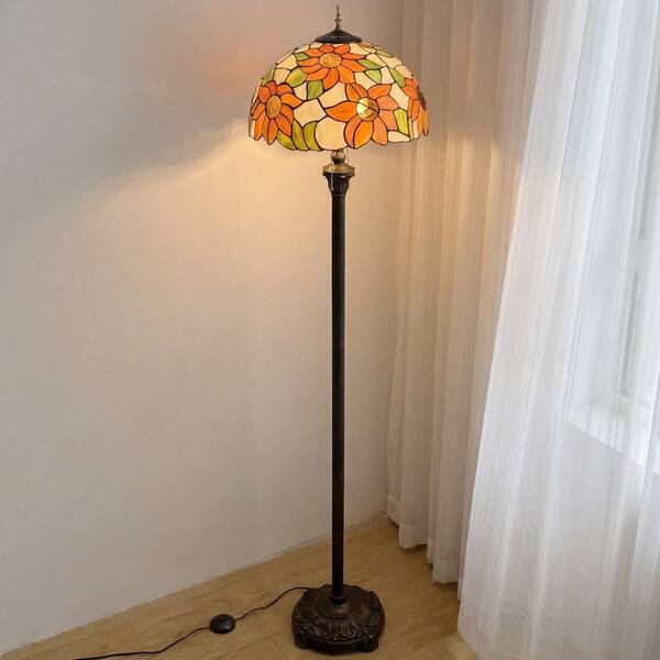 Lasaideal 64 in. Tiffany Style Bronze Finish 2-Light Standard