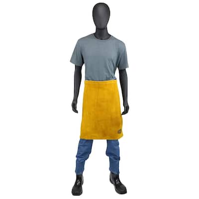 24 in. x 24 in. Flame Resistant Split Cowhide Leather Welding Waist Apron with Kevlar Stitching with Adjustable Straps