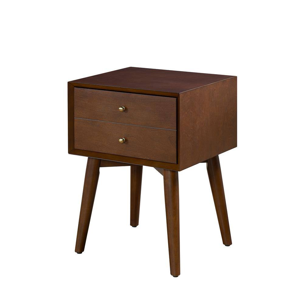 Mahogany Mid-Century Modern 2-Drawer Nightstand