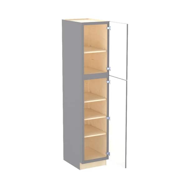 Franklin 18 in. W x 21 in. D x 84 in. H Assembled Plywood Vanity Linen Bath Cabinet in Veiled Gray with Soft Close RH