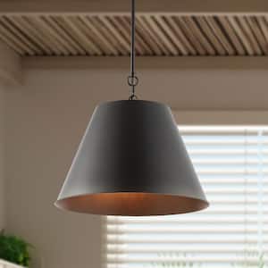 Henry 17.88 in. 1-Light Industrial Farmhouse Iron LED Pendant, Oil Rubbed Bronze