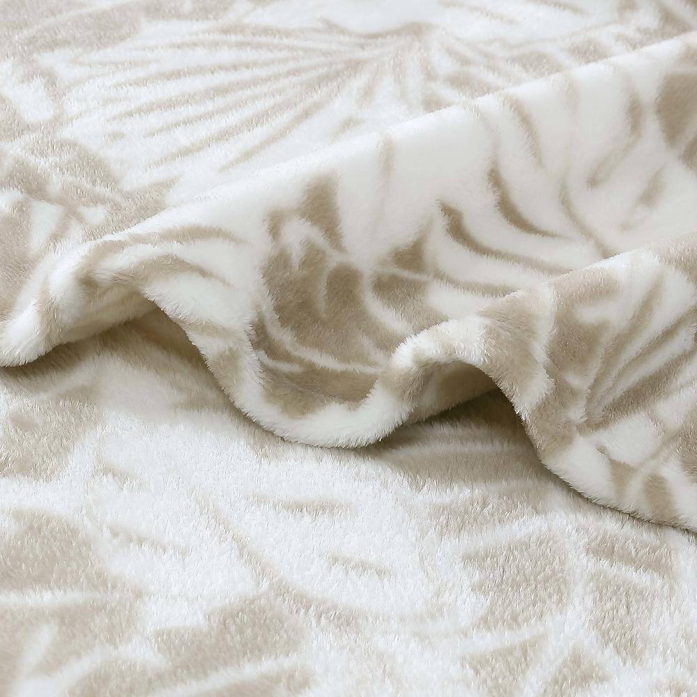 Costa Blanca Beige Reversible Fleece Throw Blanket 50" x 70"
