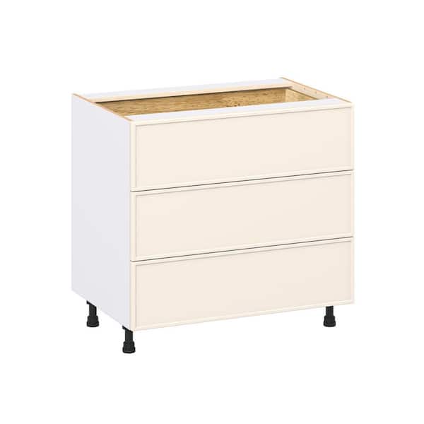 J COLLECTION Fairview 36 in. Wx24 in. D x 34.5 in. H Assembled Slim Shaker Drawer Base Kitchen Cabinet in Washed Linen with 4-Drawers