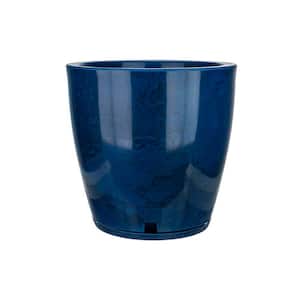 Amsterdan Large Blue Marble Effect Plastic Resin Indoor and Outdoor Planter Bowl