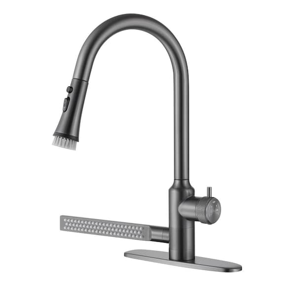 AIMADI Single Handle Pull Down Sprayer Kitchen Faucet with Advanced Spray Stainless Steel 1 Hole Kitchen Sink Faucets in Gray
