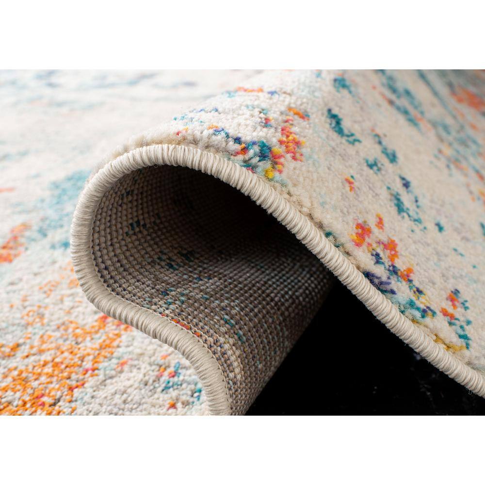 Luxe Cream/Orange Flat Woven Synthetic Area Rug, 72x18 in