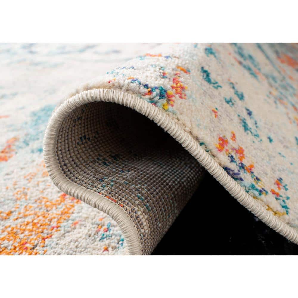 Chic Metro-Mod Orange Cream 2' x 8' Synthetic Runner Rug