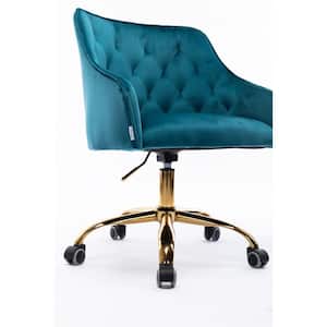 Modern 20.9 in. Dark Green Velvet Swivel Office Chair Leisure task chair with Adjustable Height