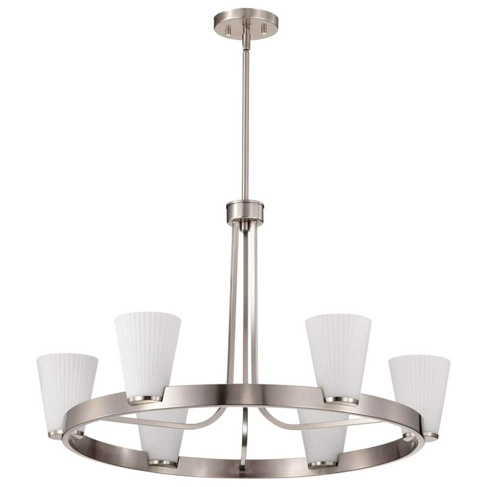 Royale 6-Light Brushed Nickel Dimmable Traditional Chandelier with Ribbed White Glass Shades price history on PriceWatchPro