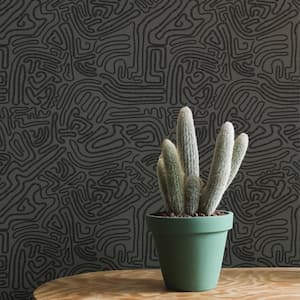Sketch Ink Removable Peel and Stick Vinyl Wallpaper, 28 sq. ft.