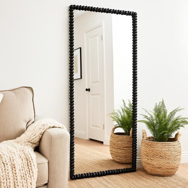 Perz Black 32 in. W x 72 in. H Rectangular Wood Floor Mirror