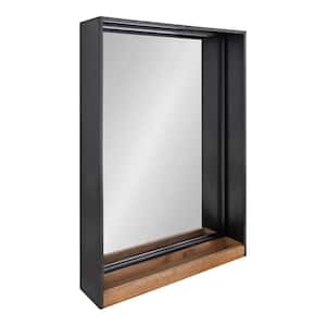 Mehta 30 in. x 20 in. Classic Rectangle Framed Rustic Brown Wall Mirror