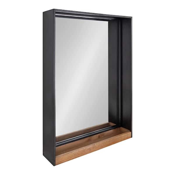 Kate and Laurel Mehta 30 in. x 20 in. Classic Rectangle Framed Rustic Brown Wall Mirror