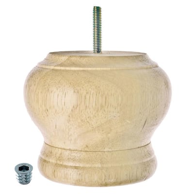Amercan Pro Decor 3-3/4 N. X 3 N Unfnshed Sold Hardwood Square Bun Foot 5APD10703 - The